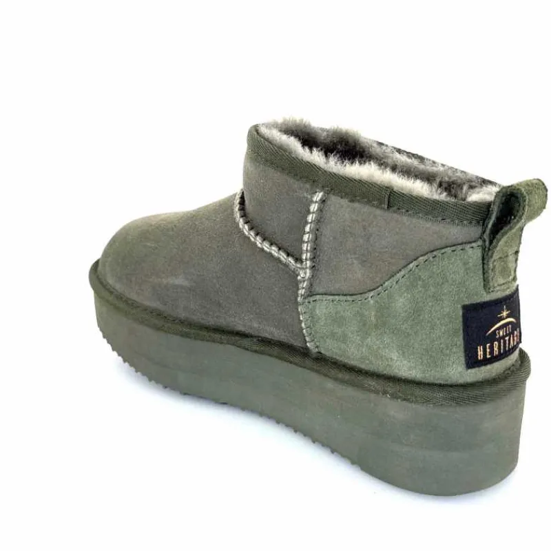 Montagne|Fourrure<sweet heritage Bottines Fourrées Patineuse Daim Vert