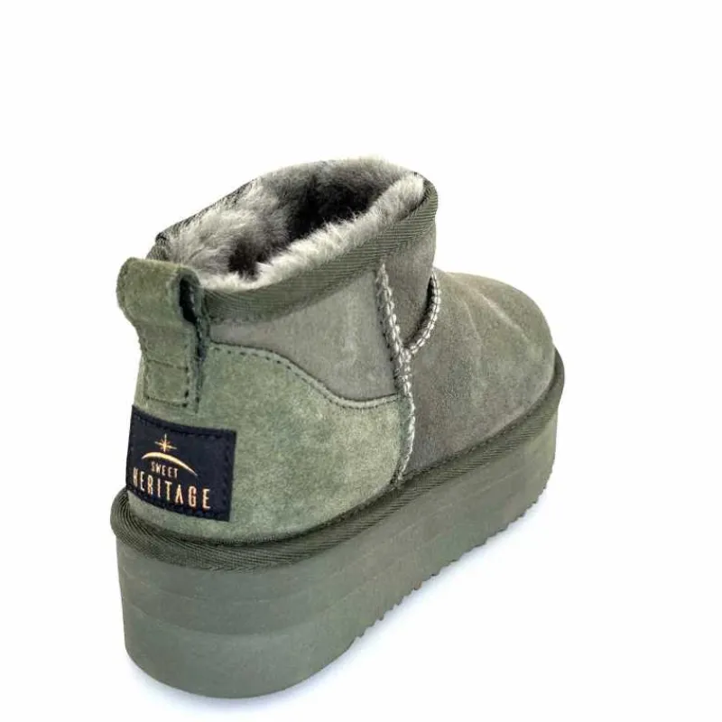 Montagne|Fourrure<sweet heritage Bottines Fourrées Patineuse Daim Vert