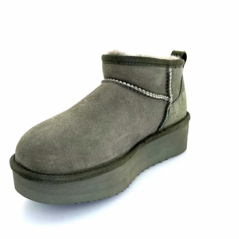 Montagne|Fourrure<sweet heritage Bottines Fourrées Patineuse Daim Vert