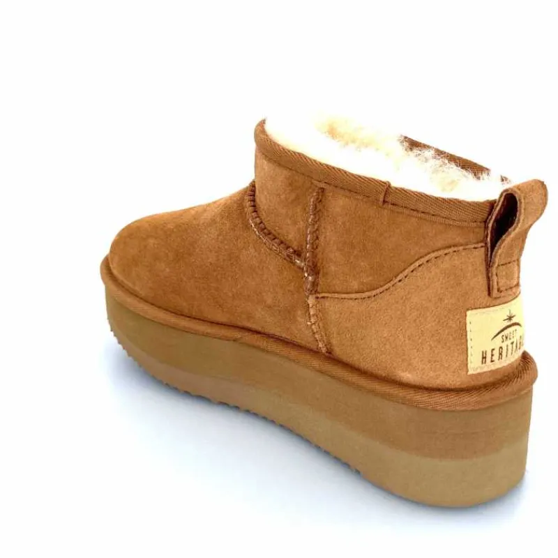 Montagne|Fourrure<sweet heritage Bottines Fourrées Patineuse Daim Camel