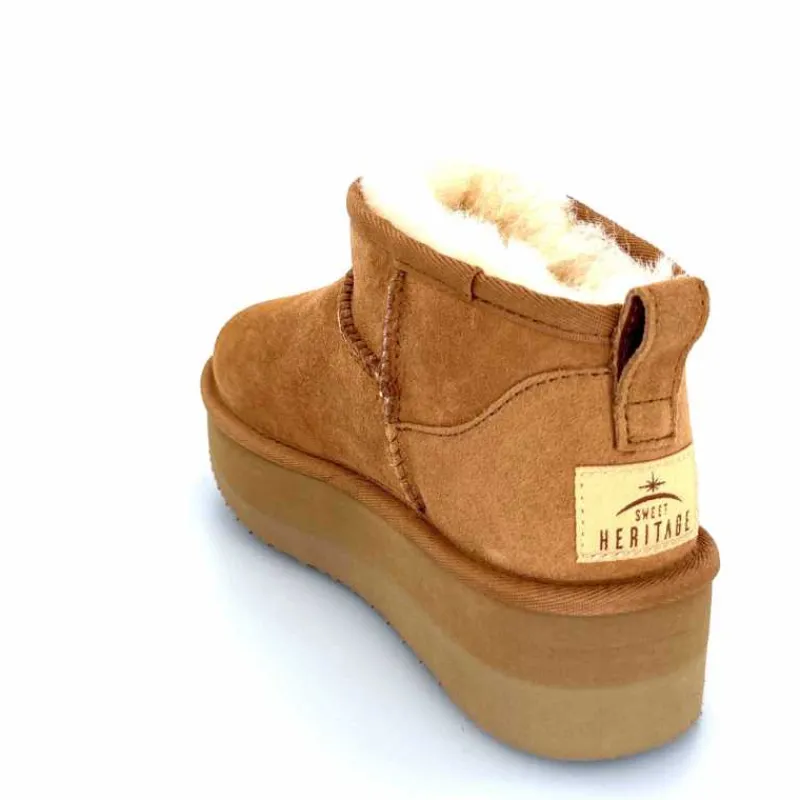 Montagne|Fourrure<sweet heritage Bottines Fourrées Patineuse Daim Camel