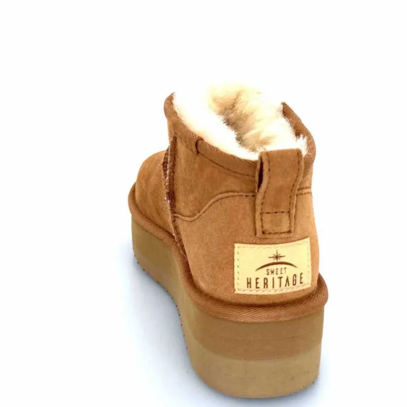 Montagne|Fourrure<sweet heritage Bottines Fourrées Patineuse Daim Camel