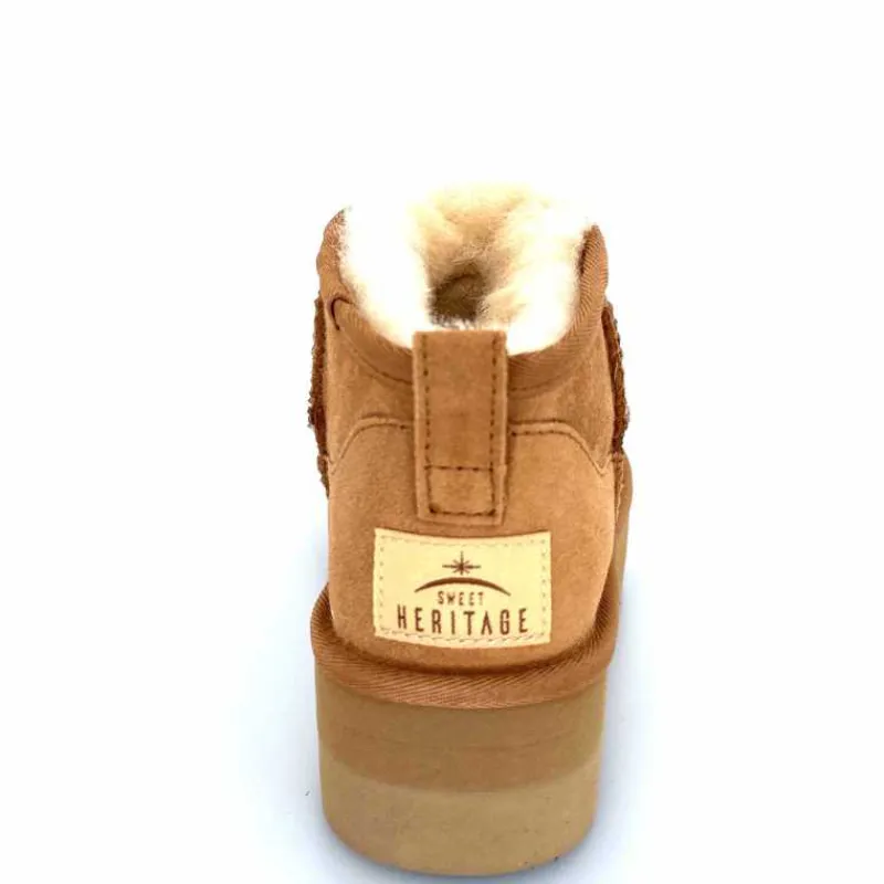 Montagne|Fourrure<sweet heritage Bottines Fourrées Patineuse Daim Camel