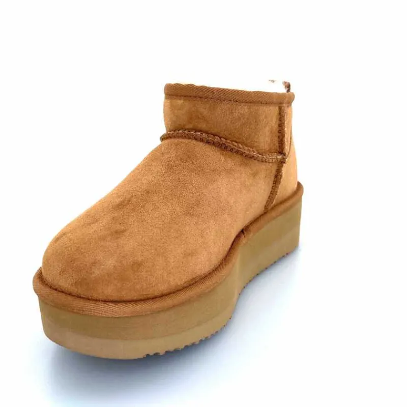 Montagne|Fourrure<sweet heritage Bottines Fourrées Patineuse Daim Camel