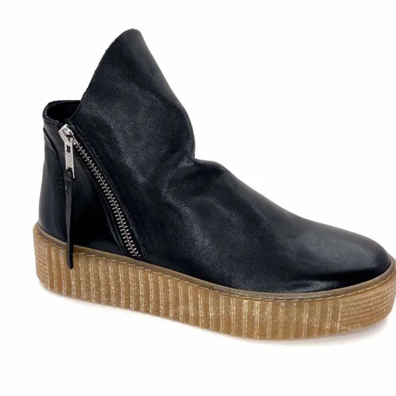 Compensées & Plateformes|Bottines<follia dolce Bottines Ivoire 411 Cuir Noir