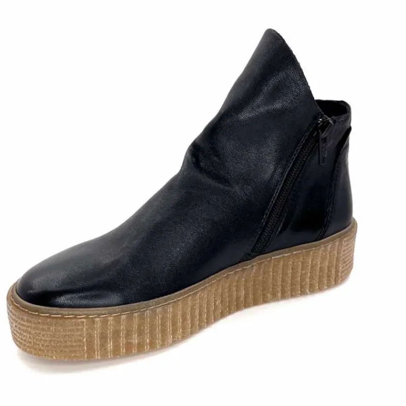 Compensées & Plateformes|Bottines<follia dolce Bottines Ivoire 411 Cuir Noir