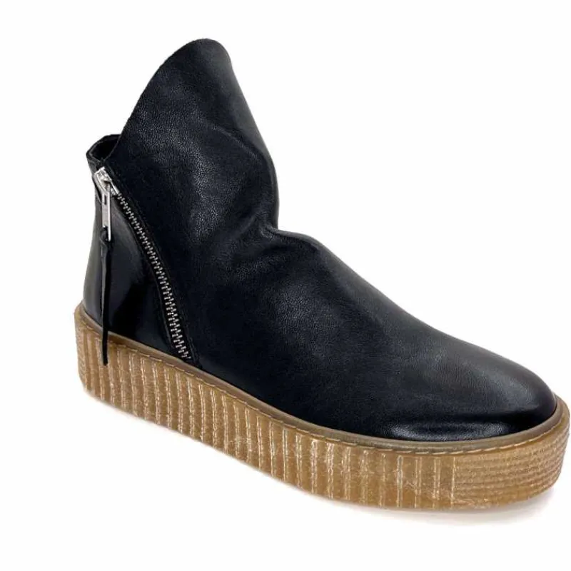 Compensées & Plateformes|Bottines<follia dolce Bottines Ivoire 411 Cuir Noir