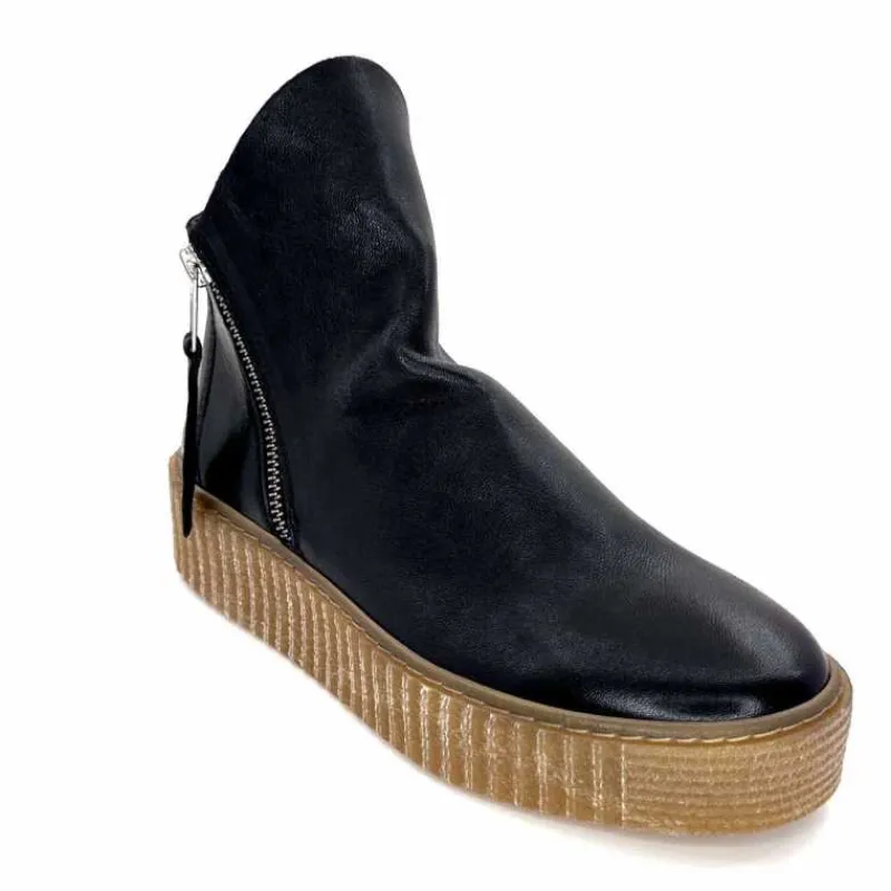 Compensées & Plateformes|Bottines<follia dolce Bottines Ivoire 411 Cuir Noir