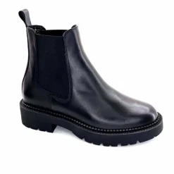 Bottines<Ivoire0235a Bottines Ivoire 124-25830 Cuir Noir