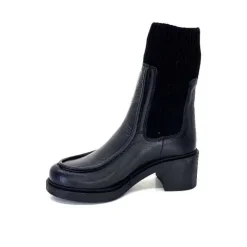 Rock|Bottines<398-ivoire Bottines Ivoire 6131 Livv Cuir Noir