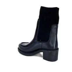 Rock|Bottines<398-ivoire Bottines Ivoire 6131 Livv Cuir Noir