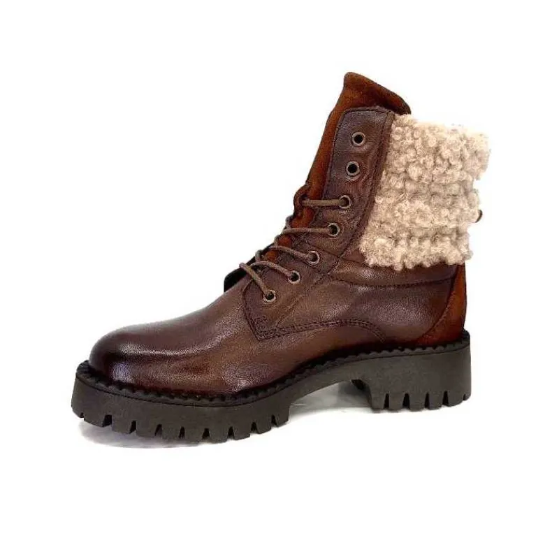 Montagne|Bottines<Ivoire0460a Bottines Ivoire Viyan Cuir Marron