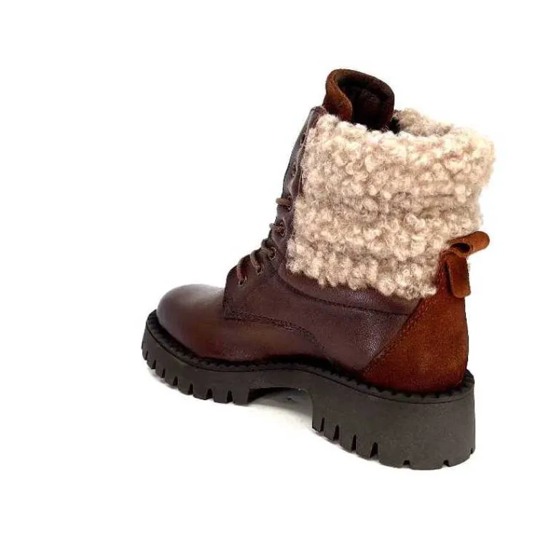 Montagne|Bottines<Ivoire0460a Bottines Ivoire Viyan Cuir Marron