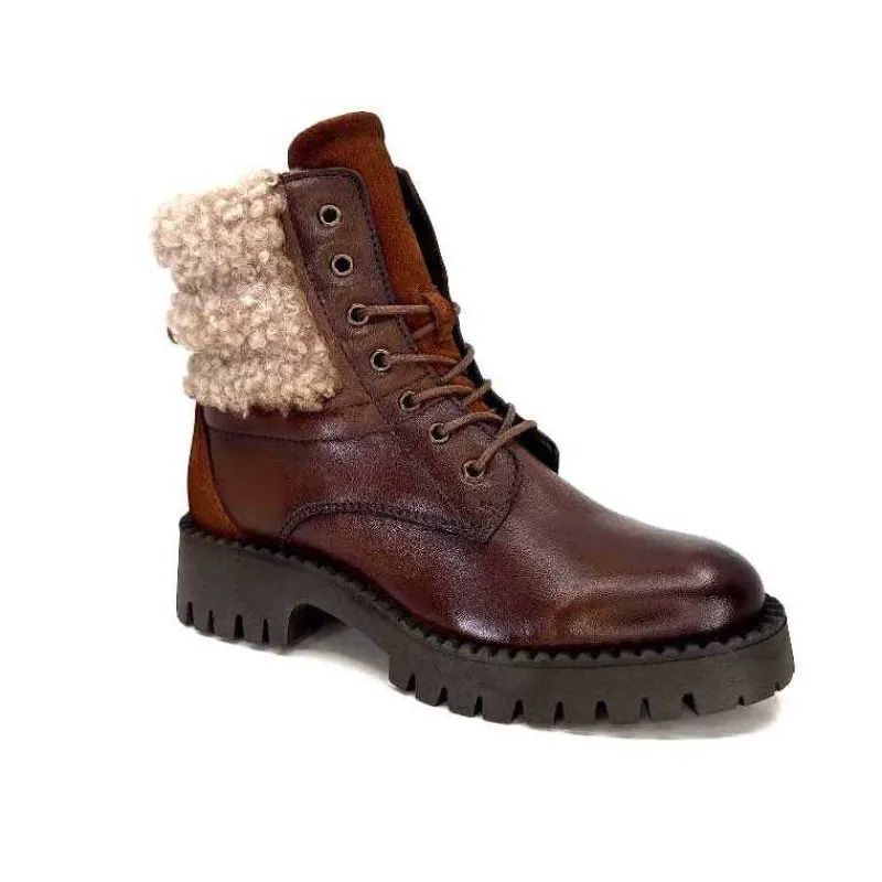 Montagne|Bottines<Ivoire0460a Bottines Ivoire Viyan Cuir Marron