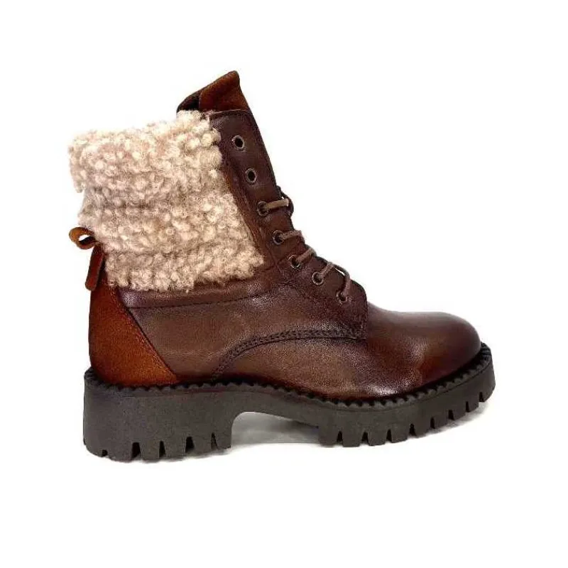 Montagne|Bottines<Ivoire0460a Bottines Ivoire Viyan Cuir Marron