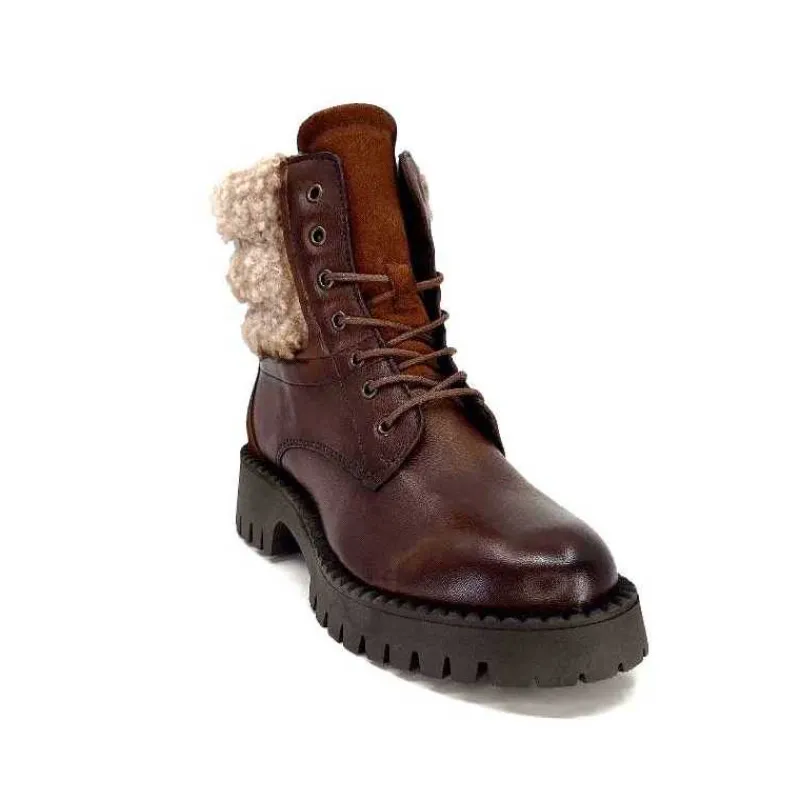 Montagne|Bottines<Ivoire0460a Bottines Ivoire Viyan Cuir Marron