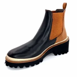 Masculin|Fantaisie<XSA Bottines Legères 9176 Cuir Noir & Camel BordeauxRouge
