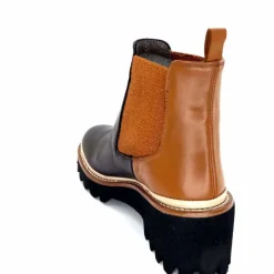 Masculin|Fantaisie<XSA Bottines Legères 9176 Cuir Noir & Camel BordeauxRouge