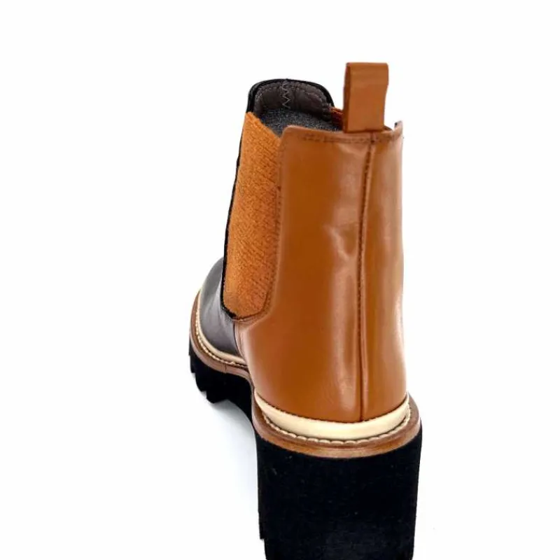 Masculin|Fantaisie<XSA Bottines Legères 9176 Cuir Noir & Camel BordeauxRouge