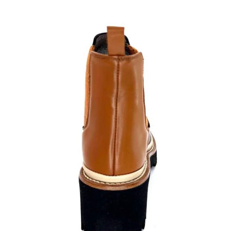 Masculin|Fantaisie<XSA Bottines Legères 9176 Cuir Noir & Camel BordeauxRouge