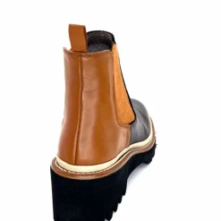 Masculin|Fantaisie<XSA Bottines Legères 9176 Cuir Noir & Camel BordeauxRouge