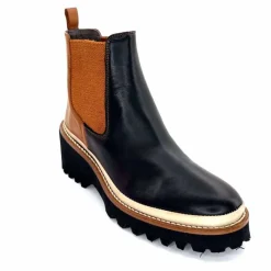 Masculin|Fantaisie<XSA Bottines Legères 9176 Cuir Noir & Camel BordeauxRouge