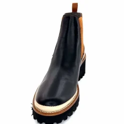 Masculin|Fantaisie<XSA Bottines Legères 9176 Cuir Noir & Camel BordeauxRouge