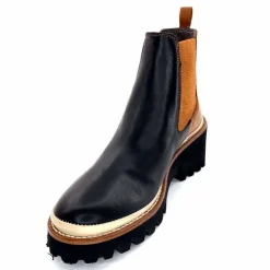 Masculin|Fantaisie<XSA Bottines Legères 9176 Cuir Noir & Camel BordeauxRouge