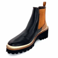 Masculin|Fantaisie<XSA Bottines Legères 9176 Cuir Noir & Camel BordeauxRouge
