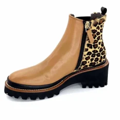 Animalier|Elégant<XSA Bottines Légère 9829 Cuir Camel Léo CamelLéopard