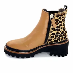 Animalier|Elégant<XSA Bottines Légère 9829 Cuir Camel Léo CamelLéopard