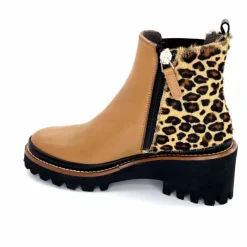 Animalier|Elégant<XSA Bottines Légère 9829 Cuir Camel Léo CamelLéopard