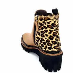 Animalier|Elégant<XSA Bottines Légère 9829 Cuir Camel Léo CamelLéopard
