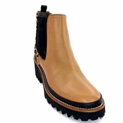 Animalier|Elégant<XSA Bottines Légère 9829 Cuir Camel Léo CamelLéopard