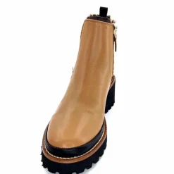 Animalier|Elégant<XSA Bottines Légère 9829 Cuir Camel Léo CamelLéopard