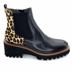 Animalier|Elégant<XSA Bottines Légère 9829 Cuir Noir Léo LéopardNoir