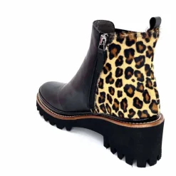 Animalier|Elégant<XSA Bottines Légère 9829 Cuir Noir Léo LéopardNoir