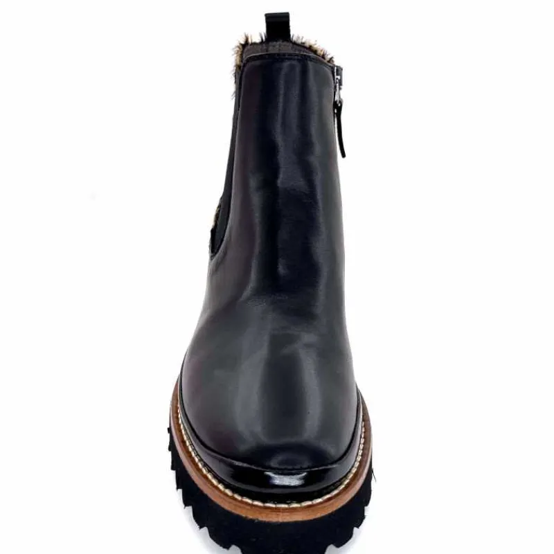 Animalier|Elégant<XSA Bottines Légère 9829 Cuir Noir Léo LéopardNoir