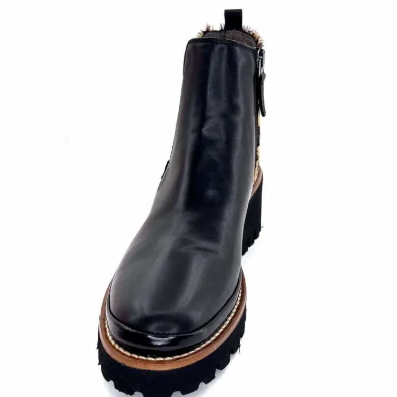 Animalier|Elégant<XSA Bottines Légère 9829 Cuir Noir Léo LéopardNoir