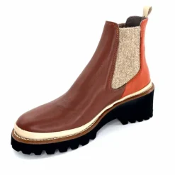 Bottines<XSA Bottines Légères 9176 Cuir Rouge Marron