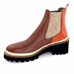 Bottines<XSA Bottines Légères 9176 Cuir Rouge Marron