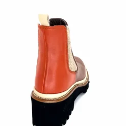 Bottines<XSA Bottines Légères 9176 Cuir Rouge Marron