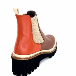 Bottines<XSA Bottines Légères 9176 Cuir Rouge Marron