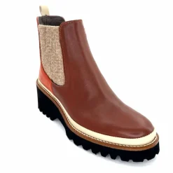 Bottines<XSA Bottines Légères 9176 Cuir Rouge Marron