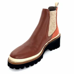 Bottines<XSA Bottines Légères 9176 Cuir Rouge Marron