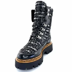 Montagne|Bottines<Mjus Bottines L43204 401 Cuir Textile Tweed Noir
