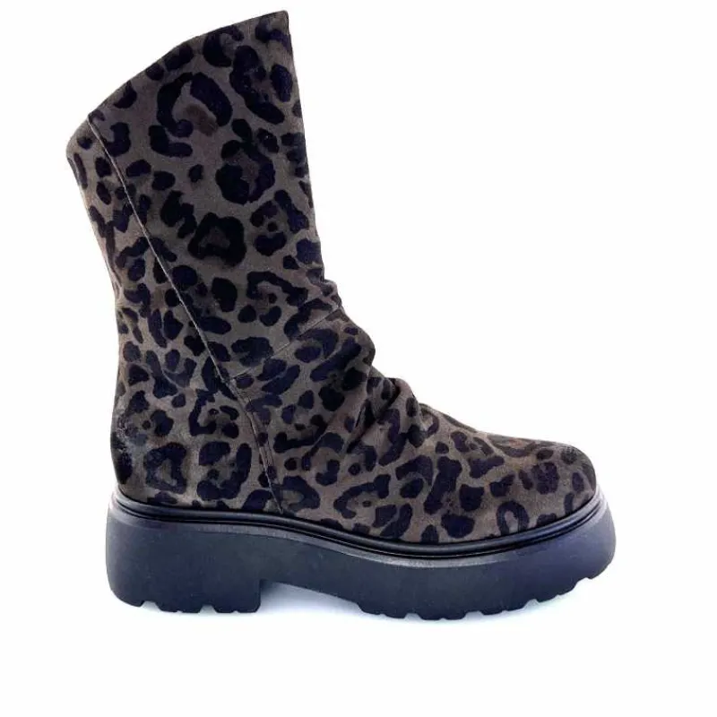 Animalier|Bottines<Mjus Bottines L44208 201 Daim Motif Léo Gris Marron