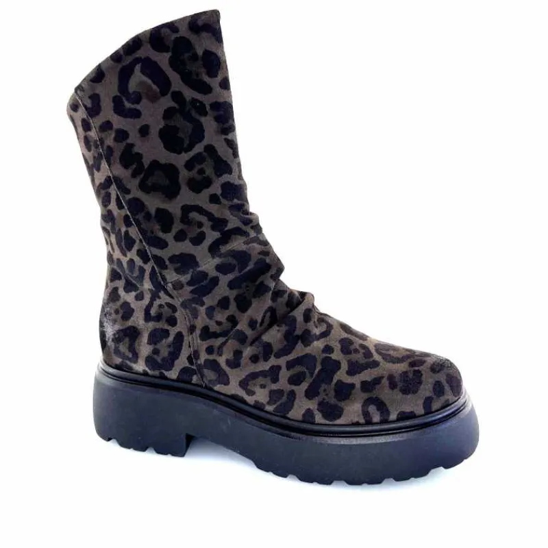 Animalier|Bottines<Mjus Bottines L44208 201 Daim Motif Léo Gris Marron