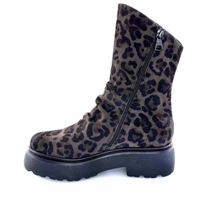 Animalier|Bottines<Mjus Bottines L44208 201 Daim Motif Léo Gris Marron