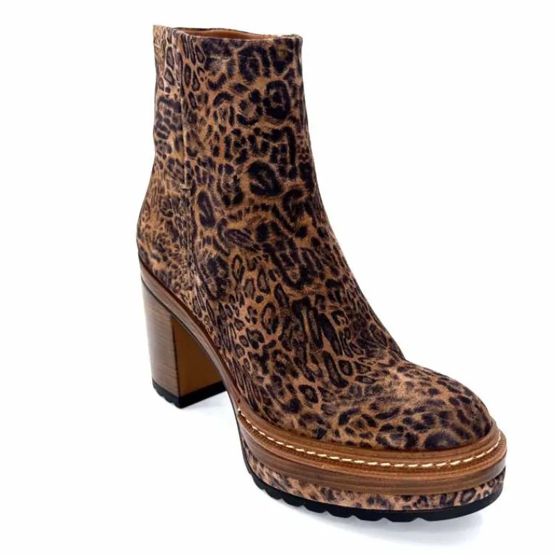 Talon|Animalier<Pons Quintana Bottines 10078.022 Daim Léo Léopard